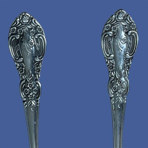 Springtime Stainless Salad Serving Set Floral MCM Vintage Spoon Fork Servers - Picture 2 of 5